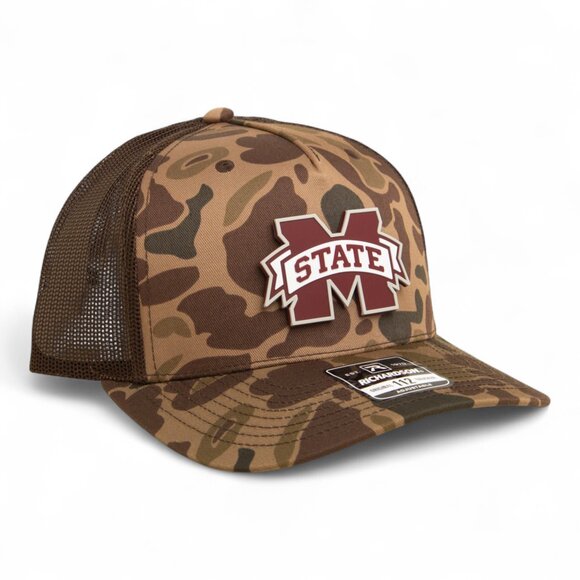 Mississippi State Bulldogs 3D Snapback Trucker Hat- Bark Duck Camo/ Brown - Picture 1 of 3